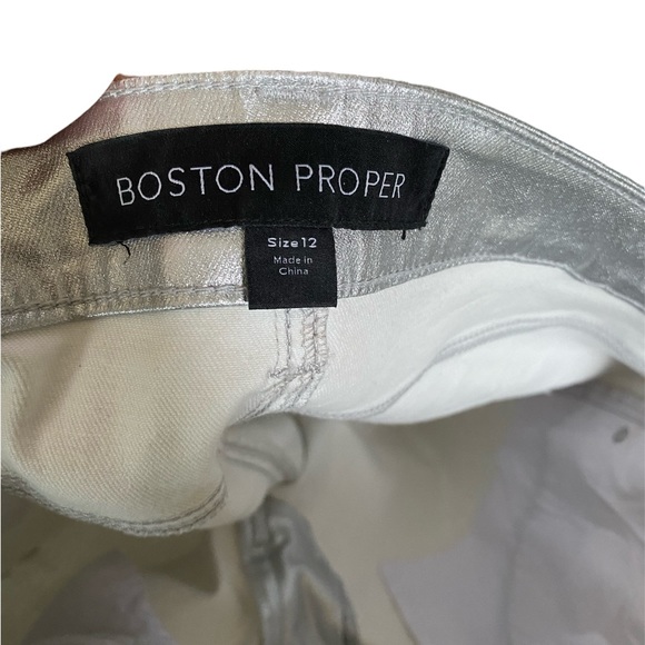 Boston Proper Metallic Coated Silver Jeans - Picture 4 of 6